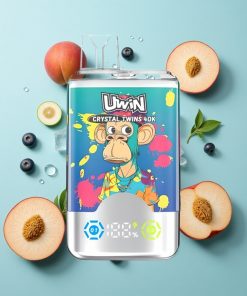 Blaubeere-Eis & Sommer-Pfirsich-Eis UWIN Crystal Twins 40000 Puffs mit 32ml E-Liquid und Typ-C-Ladung