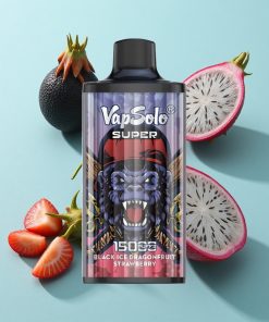 Schwarzer Eis-Drachenfrucht Erdbeere Vapsolo Super 15000 Puffs 40ml E-Liquid Typ-C